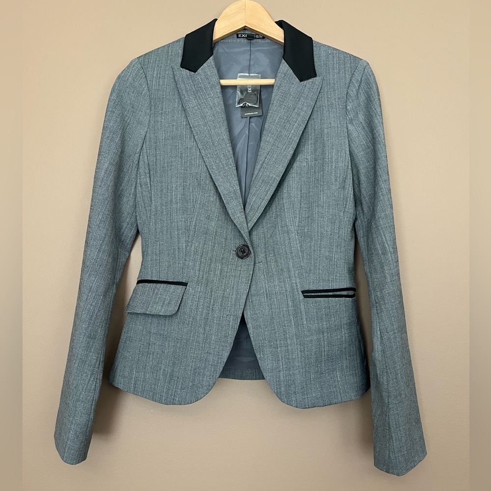 {EXPRESS} Single Button Blazer Jacket in Grey - Womens 2 - NWT